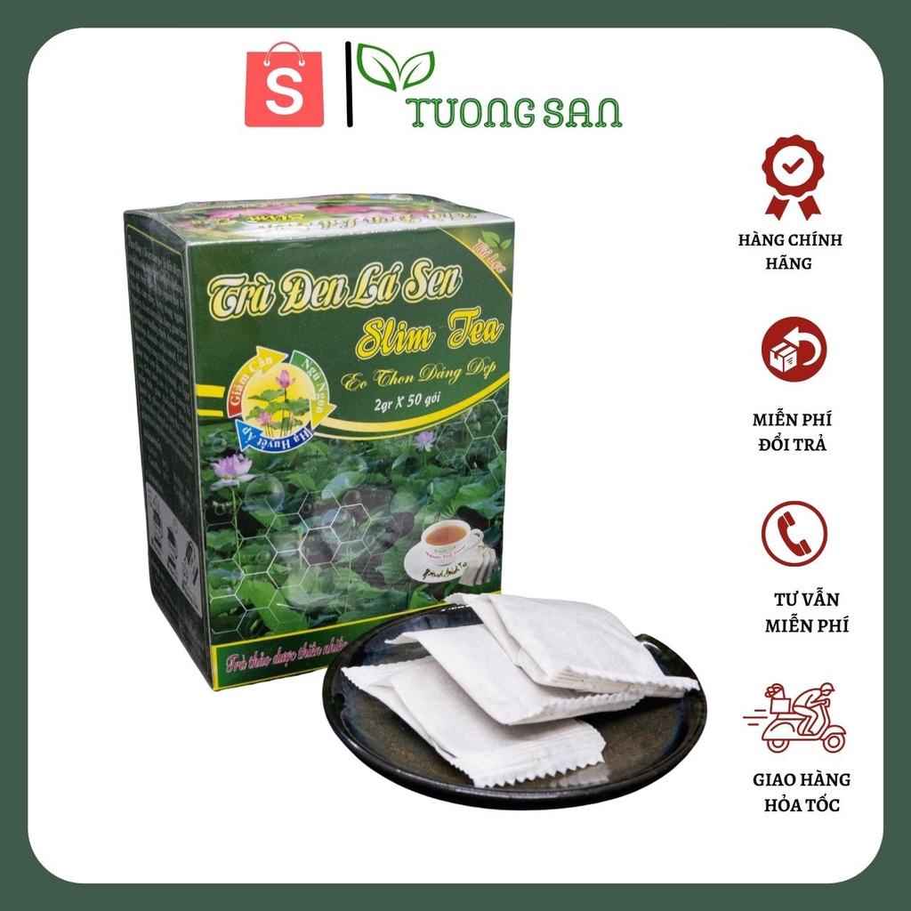 Trà Đen Lá Sen túi lọc 50 gói Nguyên Thái Trang giảm cân eo thon dáng đẹp