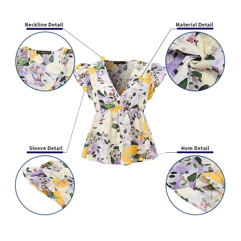 Zanzea Áo Tay Ngắn Cổ Chữ V In Họa Tiết Hoa Thời Trang Dành Cho Nữ