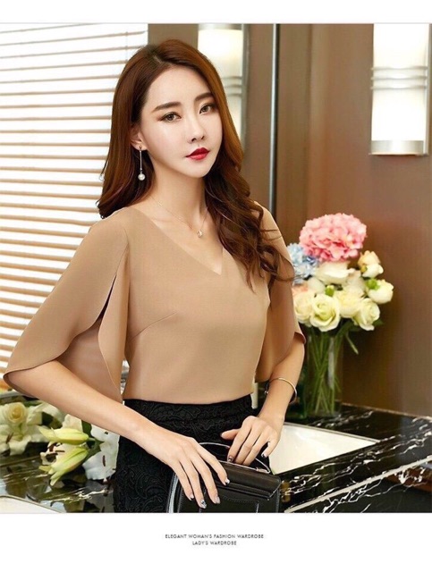 Áo kiểu nữ khoét vai phối ren bao xinh size M L XL