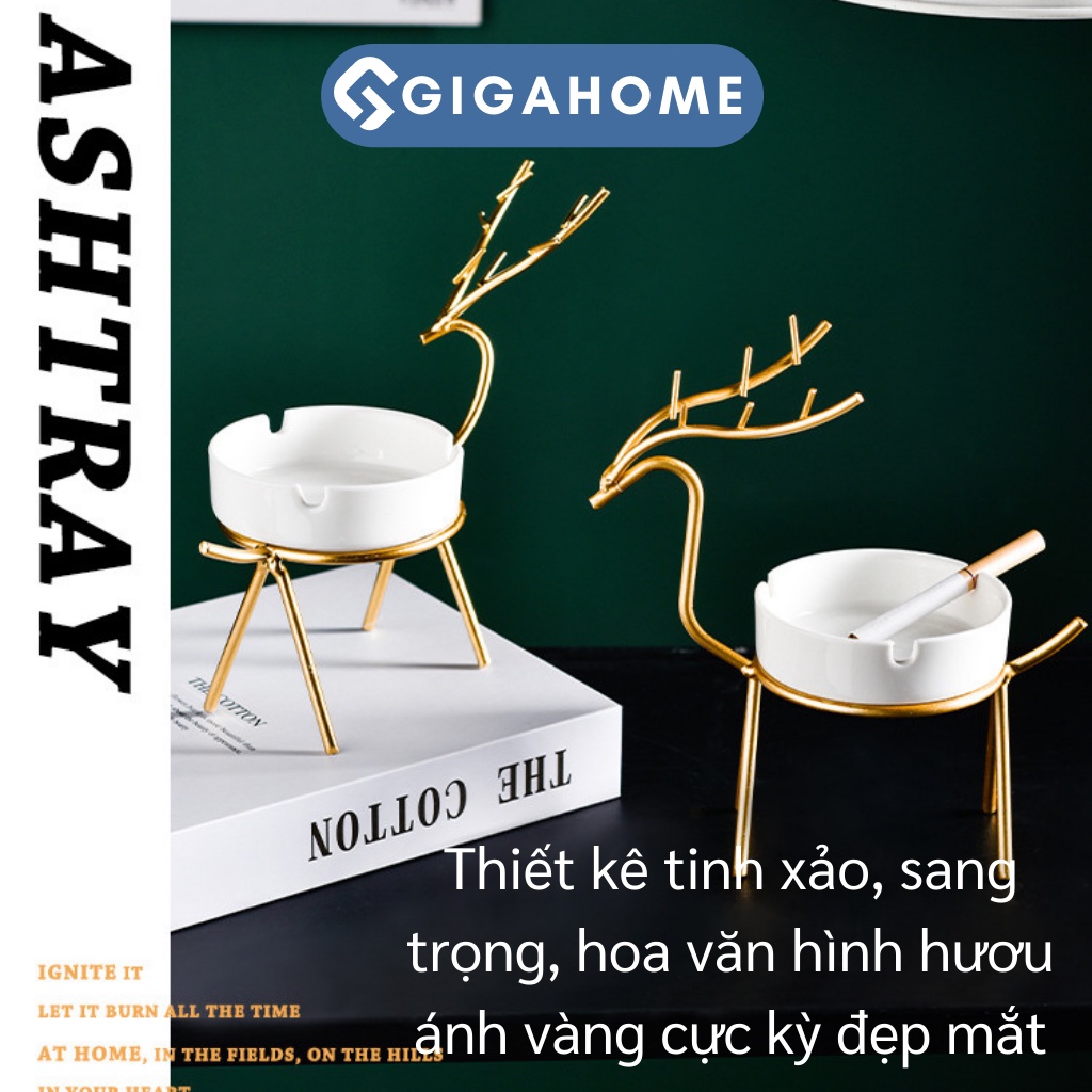 Gạt Tàn Thuốc Lá Kim Loại Hình Hươu GIGAHOME Phong Cách Bắc Âu Trang Trí Nhà 9484