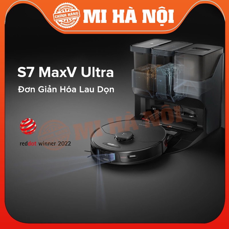 Robot Hút Bụi Lau Nhà Roborock S7 MaxV Ultra - Bản quốc tế - Lau rung cao tần - Tự động đổ rác, giặt giẻ, vệ sinh