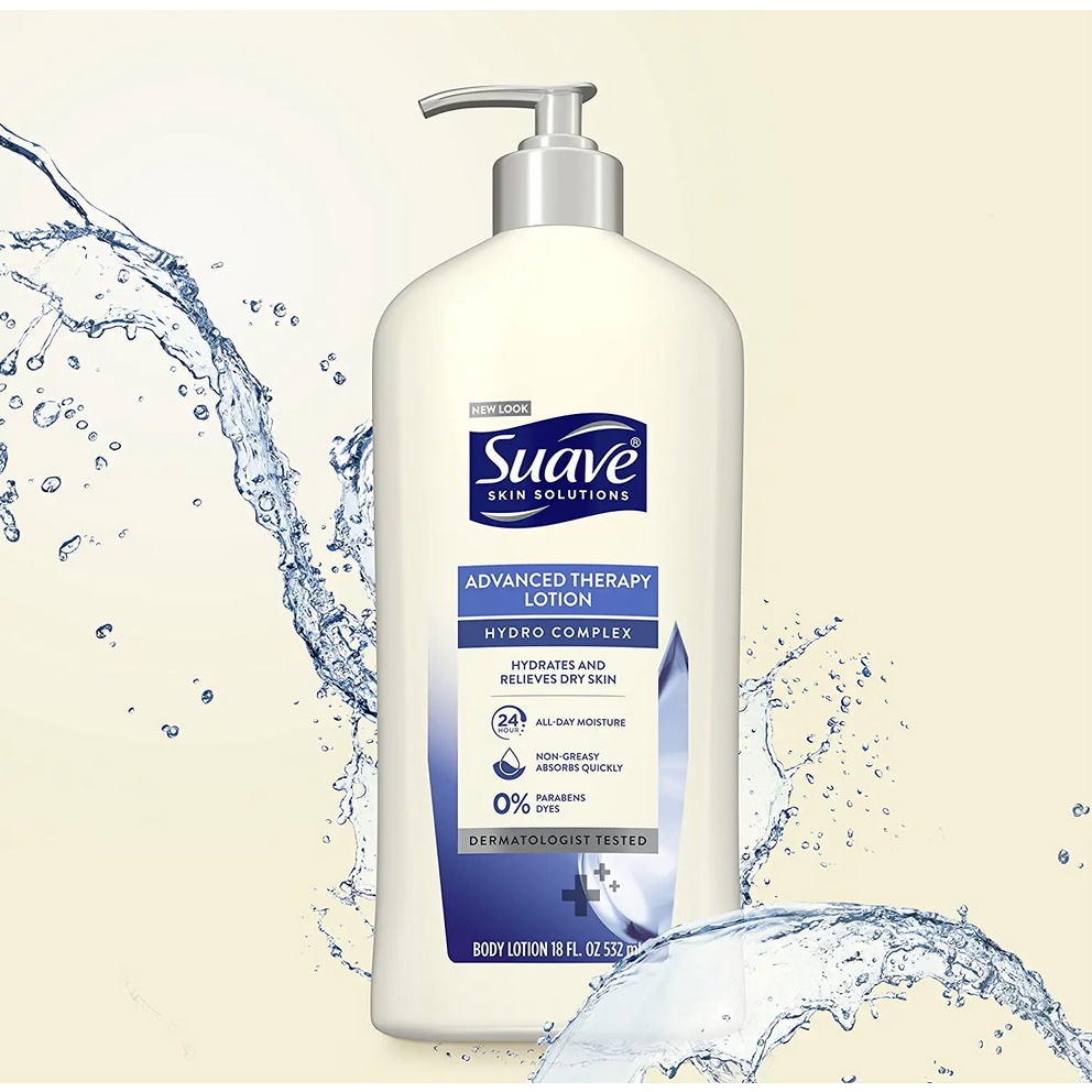 Dưỡng thể giữ ẩm cho da khô Suave Skin Solutions Body Lotion Silkening/Advanced Therapy 532ml