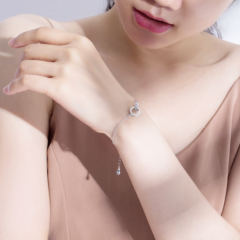 Lắc Tay Bạc Nữ S925 Nhẫn Đôi Singapore LTVAD052. Vòng Tay Bạc Nữ 20Silver
