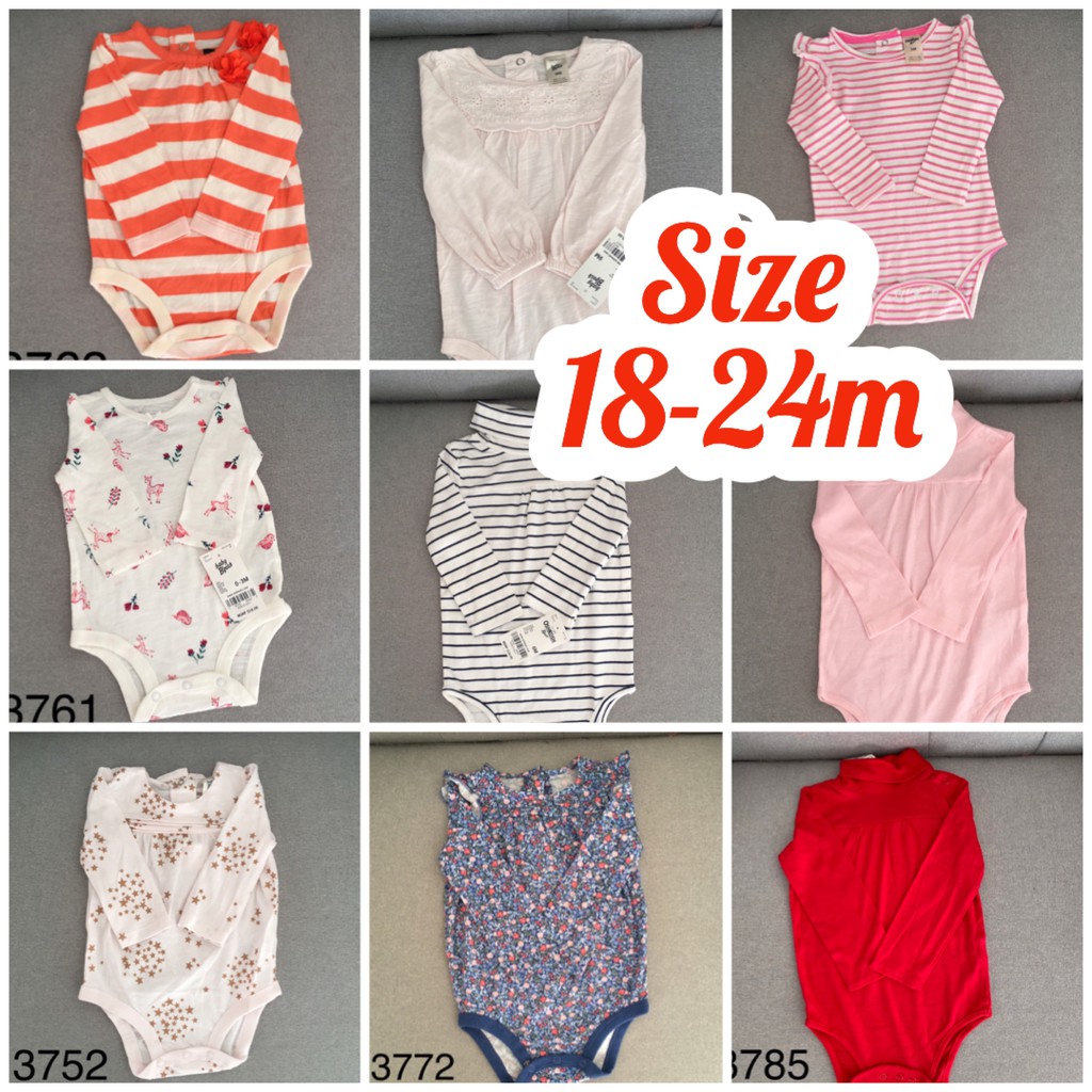 [SIZE 18-24M] Body chip dài tay BÉ GÁI Oshkosh/ bodysuit cho bé gái xuất dư tay dài TDBG - bebefamilyshop