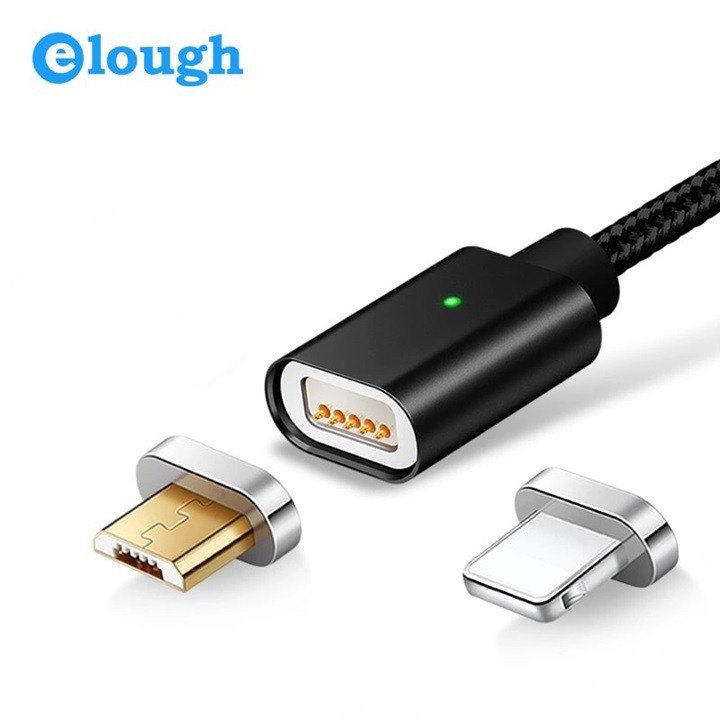 Cáp Sạc Từ Nam Châm 2.4A Elough E04 2in1 Lightning Và MicroUSB Chính Hãng Phân Phối