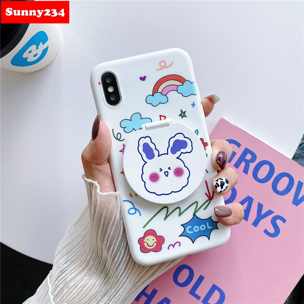 Ốp điện thoại dẻo tích hợp gương trang điểm cho Iphone 12 Mini 11 Pro Max 6 6s 7 8 Plus X Xs Max