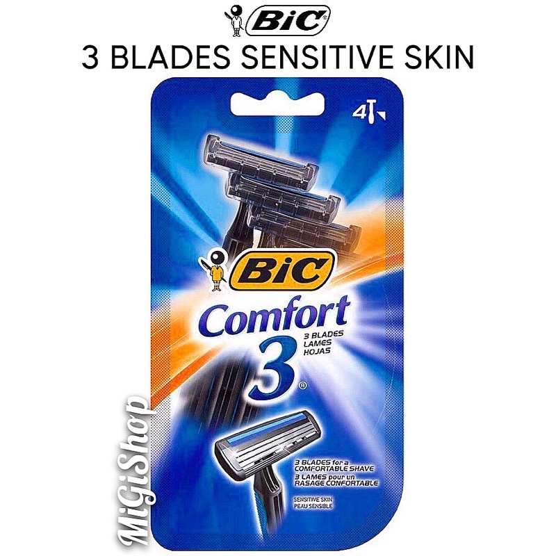 Vỉ 4 Dao Cạo Râu Bic Comfort 3 Blades Sensitive Skin