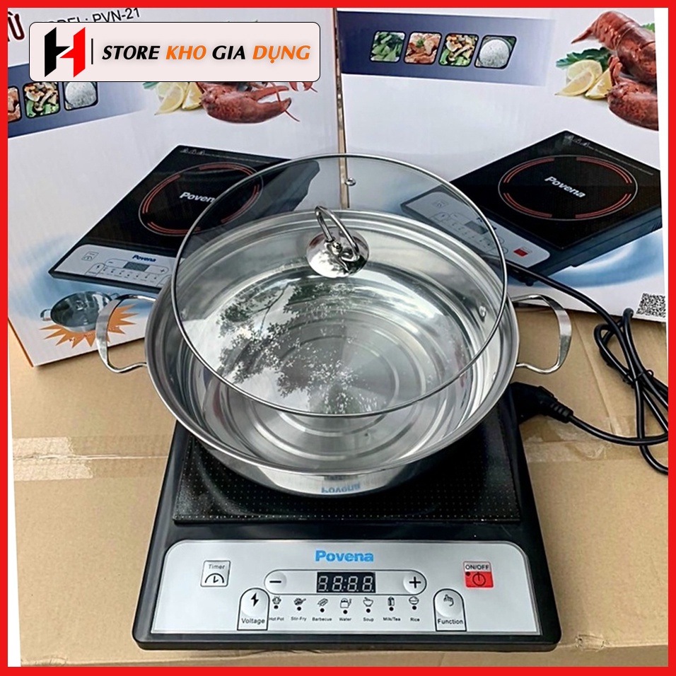 Bếp Từ Kèm Nồi Povena Ăn Lẩu, Đun Nấu, Xào Thông Minh Bảo Hành 1 Đổi 1 Trong 6 Tháng