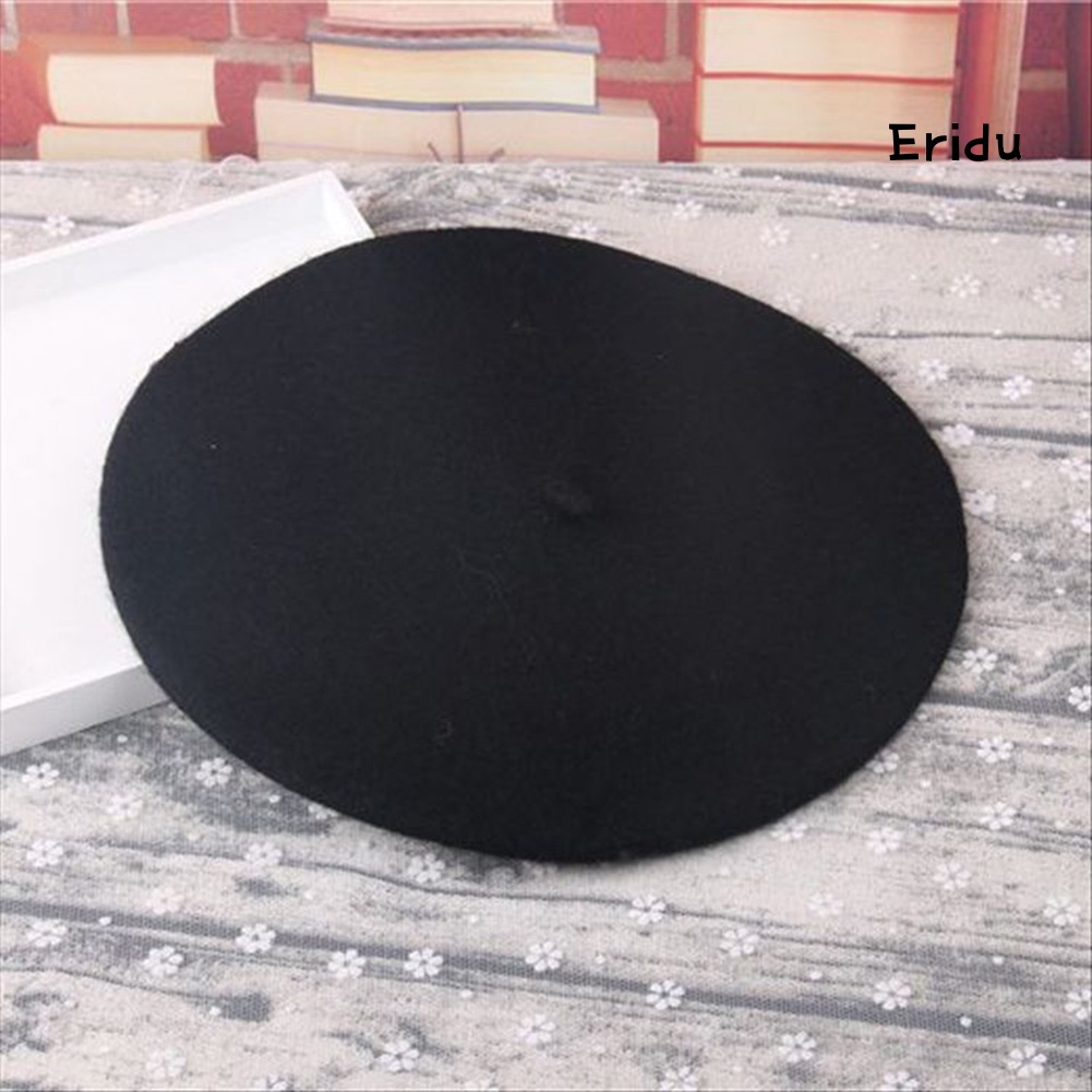 Mũ Beret Len Giả Màu Trơn Thời Trang Nữ Tính
