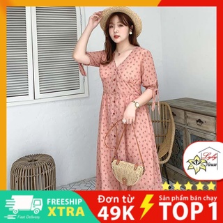 Đầm bigsize nữ dự tiệc dáng dài size 3XL cho nàng 65-75kg ,váy nữ đi tiệc cưới hoa nhí 2 lớp dày dặn