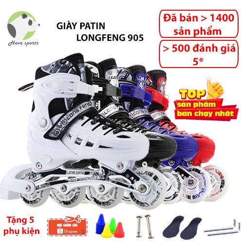 [Bản mới nhất 2021]Giày trượt patin Longfeng 905 cao cấp tặng + ốc vít + chướng ngại vật batin batanh Longfeng 905