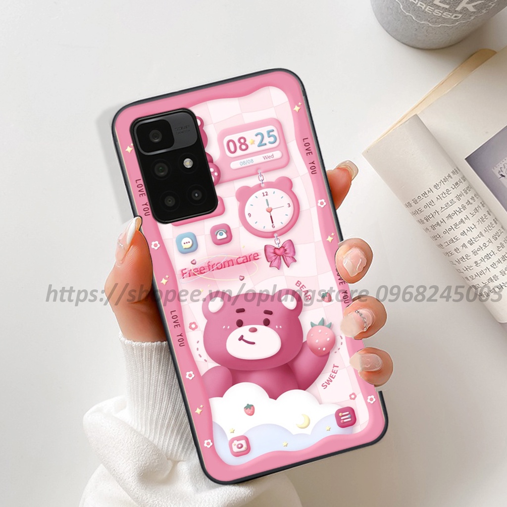 Ốp lưng Xiaomi Redmi 10 in hình 3D gấu,thỏ cute dễ thương