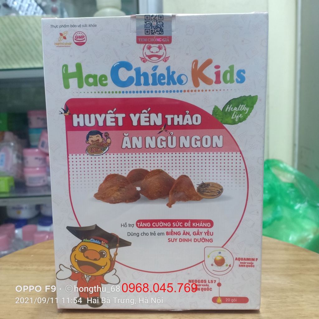 Hae Chieko Kids huyết yến thảo ăn ngủ ngon hộp 20 ống