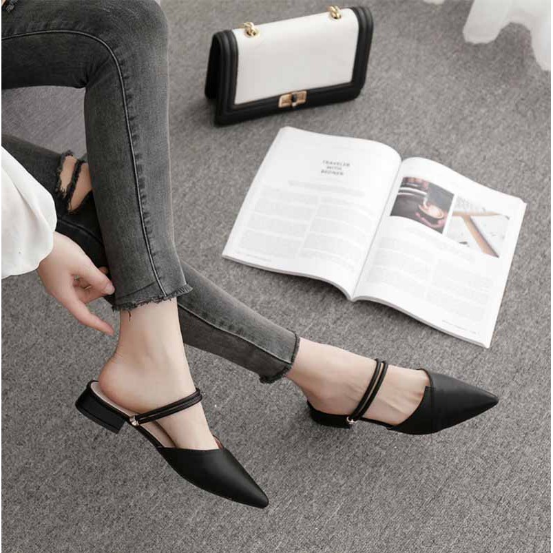 Sandal nữ 3 phân đế vuông Giày sandal nữ GURI đi học cao cấp bít đầu G11