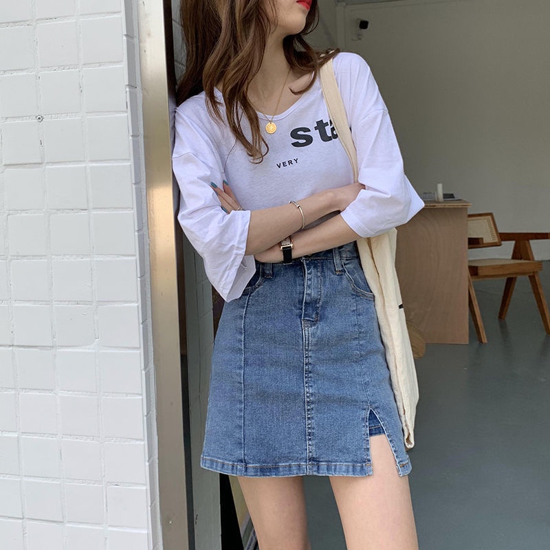 Chân váy jean Ngắn Lưng Cao Mẫu Mới 2022 Thời Trang Mùa Hè Cho Nữ
