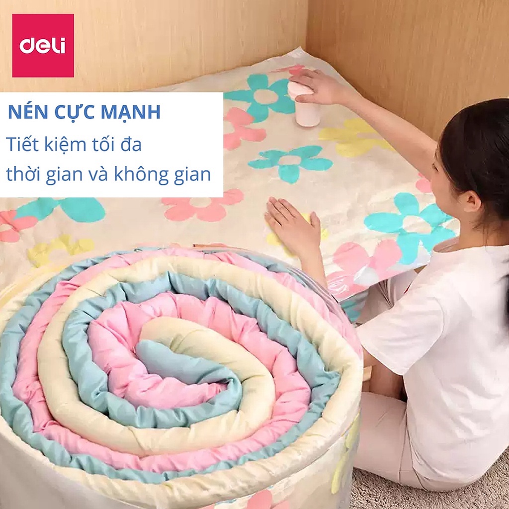 Túi hút chân không đựng quần áo, chăn ga gối , thú bông Deli - Loại dày cao cấp, bảo vệ quần áo, chăn ga