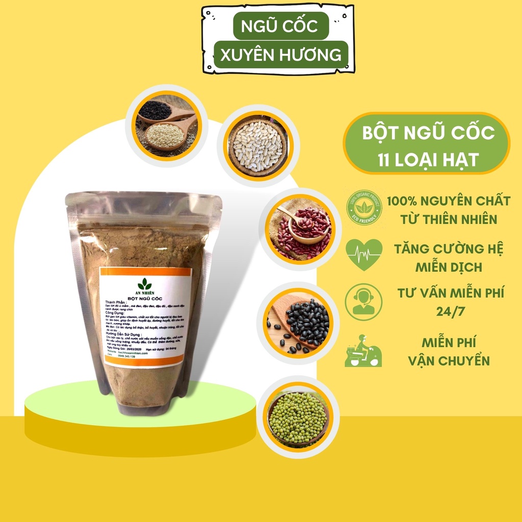 Bột ngũ cốc ăn liền, bột ngũ cốc thập cẩm 11 loại hạt dinh dưỡng Xuyên Hương nguyên chất