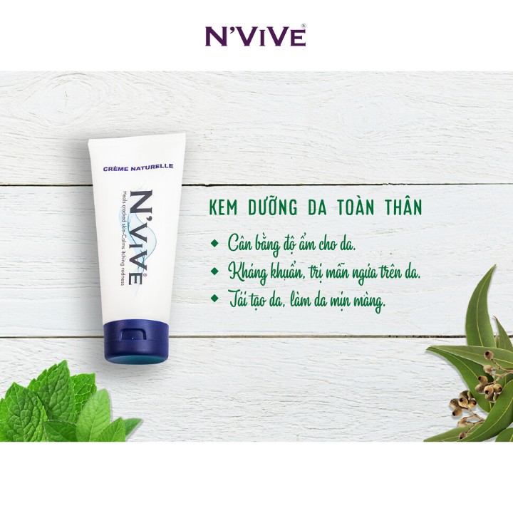 Kem dưỡng ẩm toàn thân dành cho da khô mãn tính, chàm da, viêm da cơ địa, vảy nến, eczema, N’Vive Creme Naturelle USA