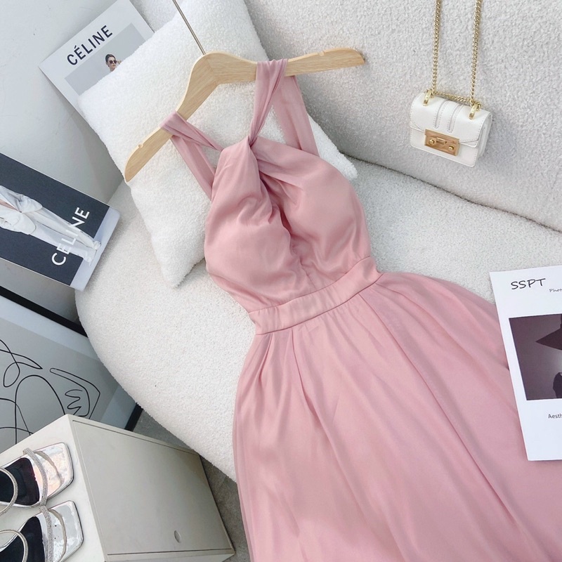 ĐẦM MIDI CỔ YẾM DÂY CHÉO