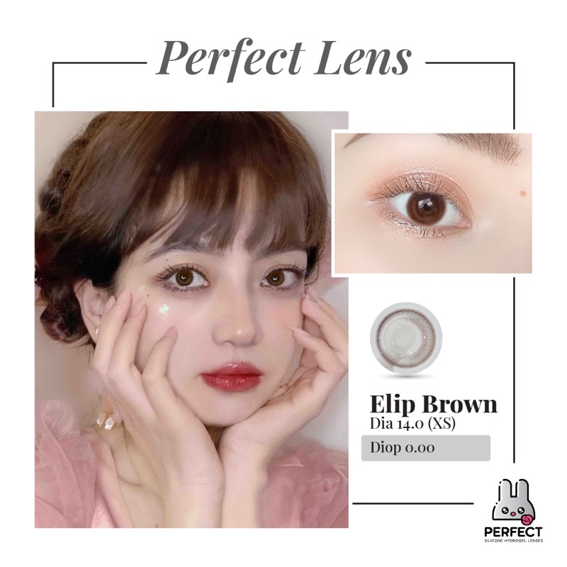 Lens Mắt , Kính Áp Tròng ELIP BROWN Không Độ , DIA 14.0 , Cho Mắt Nhạy Cảm Giá Sale