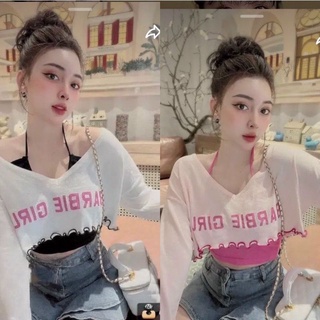 Set áo cặp yếm kèm croptop dài tay xinh g8