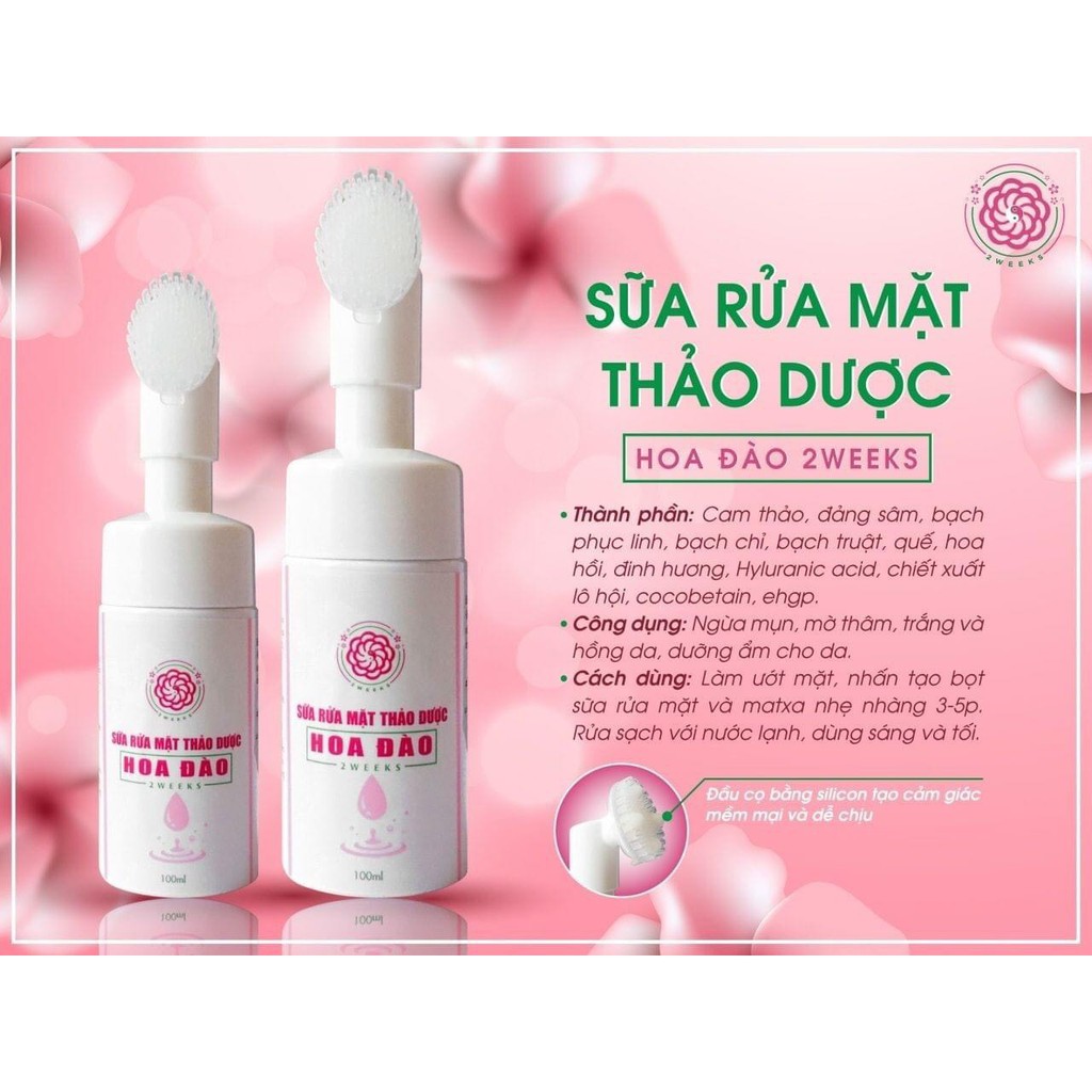 COMBO KEM MỤN + SỮA RỬA MẶT TRÀ XANH HOA ĐÀO 2 WEEKS XUÂN XANH