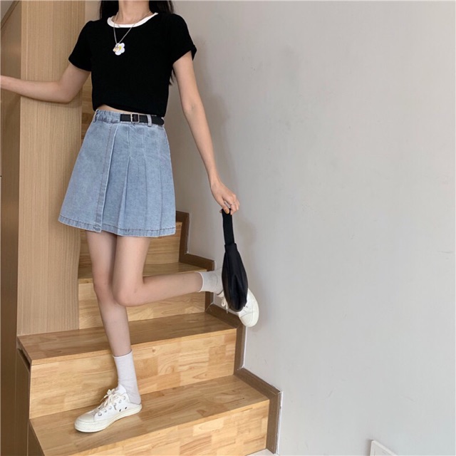 Chân váy jeans kèm hình thật (order)