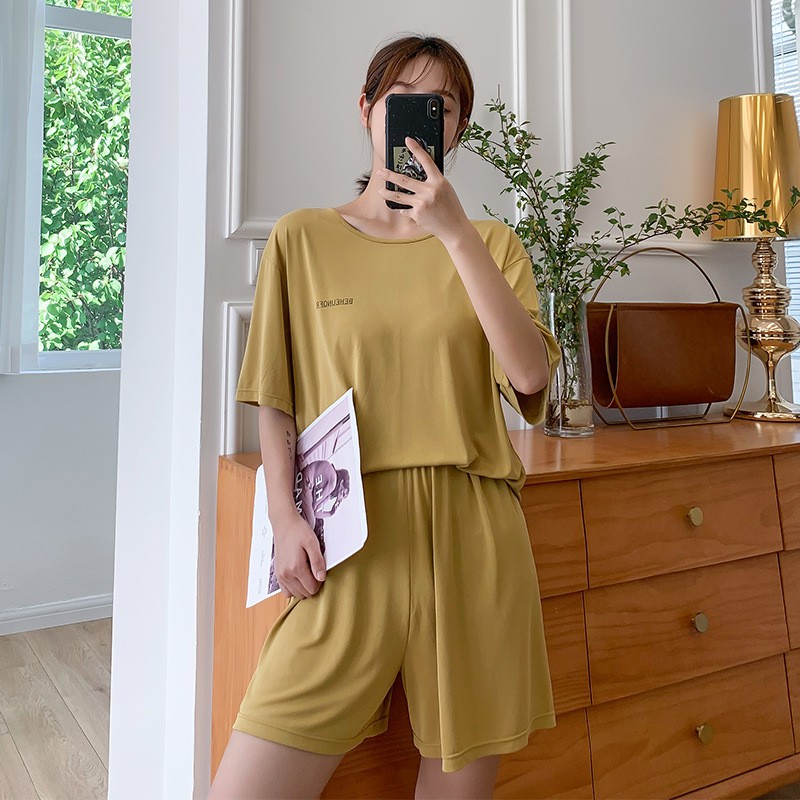 Bộ đồ ngủ mùa hè cotton Hàn Quốc Sanduoer quần short ngắn tay cổ tròn cao cấp mặc mát nhẹ