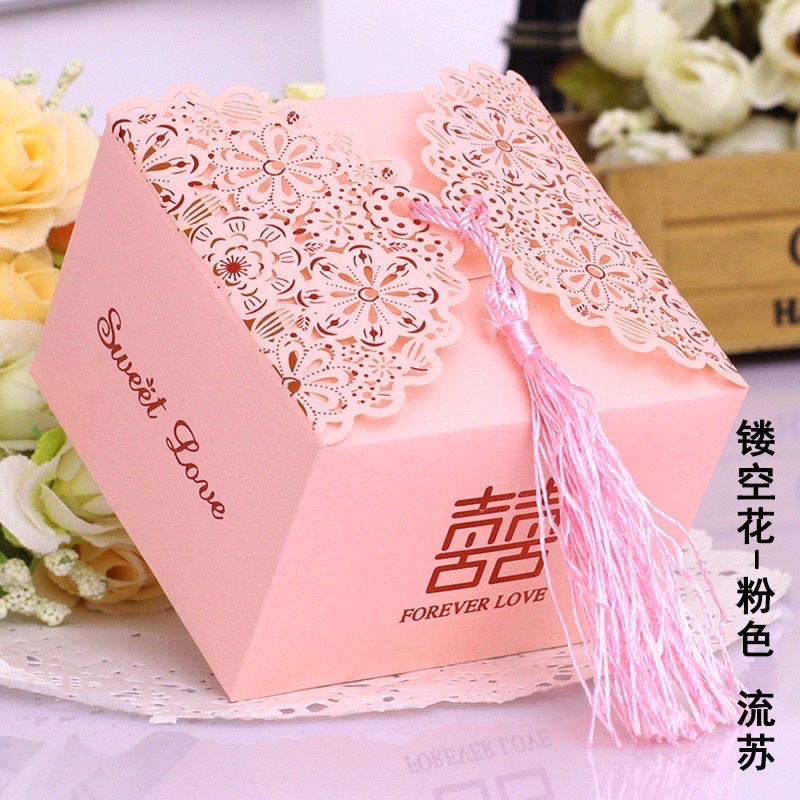 2 màu) Combo 50c Hộp size 7,5cm đựng socola, bánh kẹo trong ngày cưới