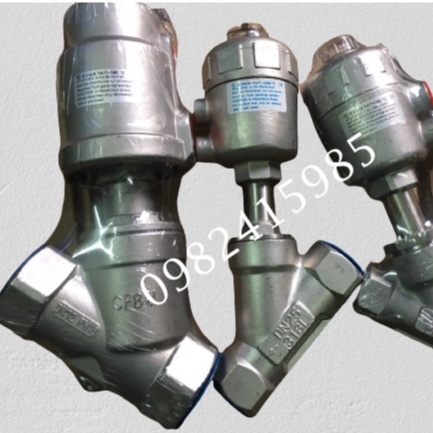 VAN XIÊN DN25  bầu INOX #Van xiên điều khiển khí nén ,Van chư Y