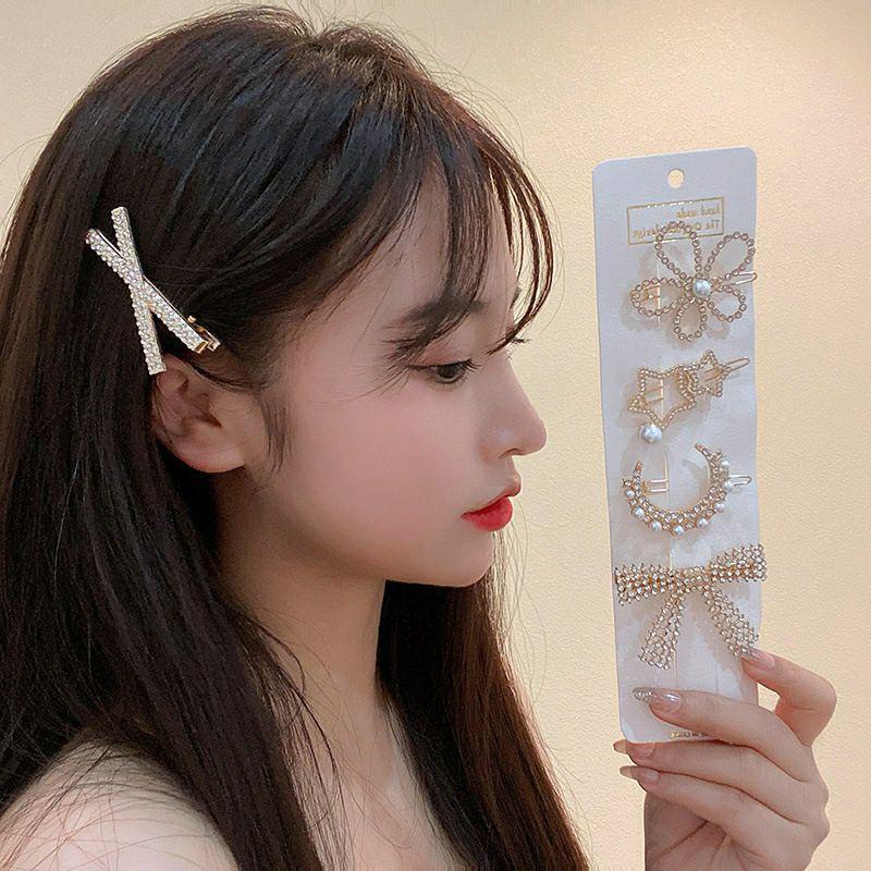 Kẹp Tóc Mái Đính Đá Lắp Lánh Cặp Bấm Mái Nữ Đẹp Vintage Hàn Quốc Cute Dễ Thương Xinh Xắn Hot Trend 2022 - LAI'S STORE