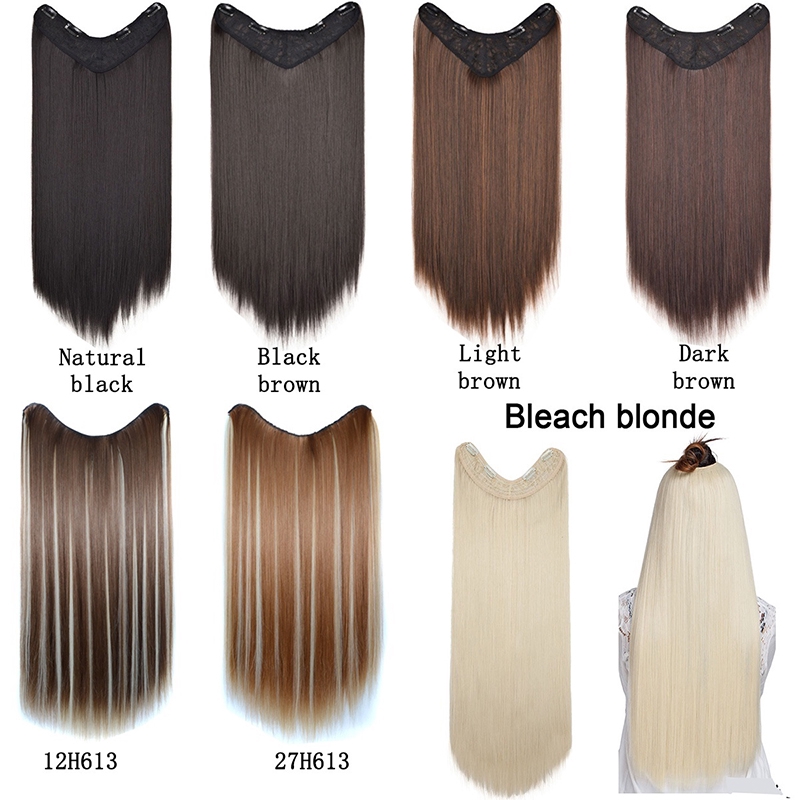 Tóc Giả 4 Kẹp Nối Dài Thẳng Bằng Sợi Tổng Hợp Vô Hình Thoáng Khí Thời Trang