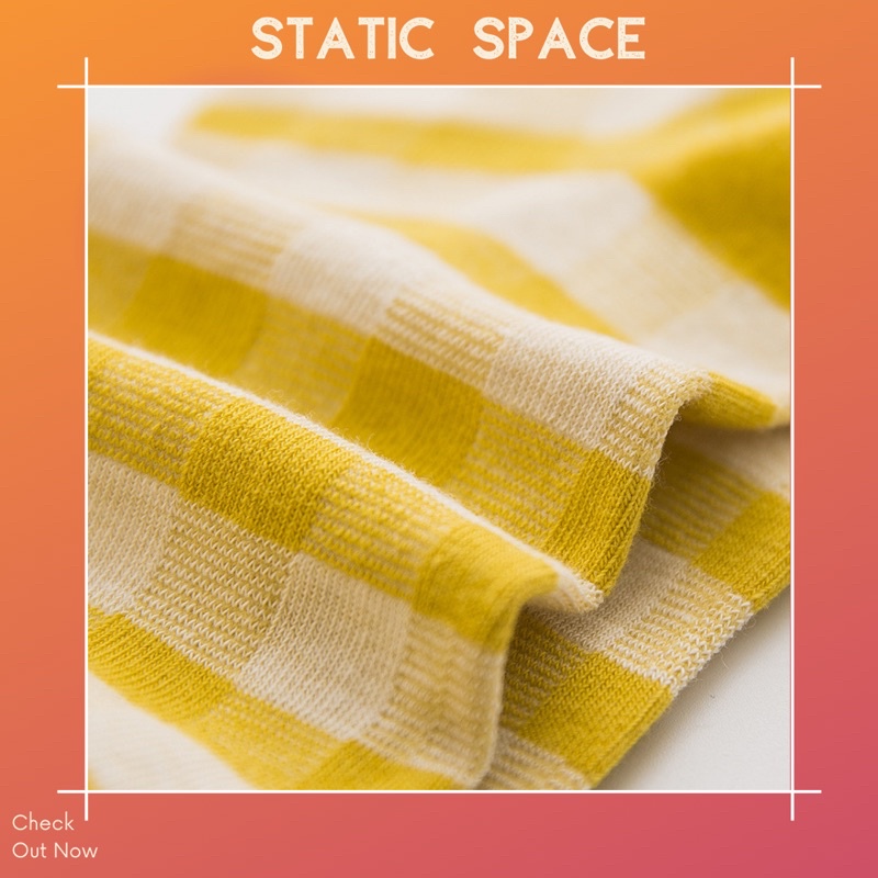 TẤT VỚ CAO CỔ CHO NỮ PHONG CÁCH NHẬT BẢN KẺ XANH VÀNG - STATIC SPACE