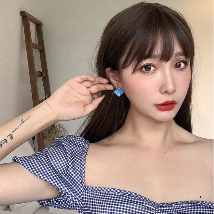 Phụ Kiện Bông Tai acrylic Hình Gợn Sóng Nước Hình Vuông Kiểu Hàn Quốc Cho Nữ Sinh Hàng Ngày