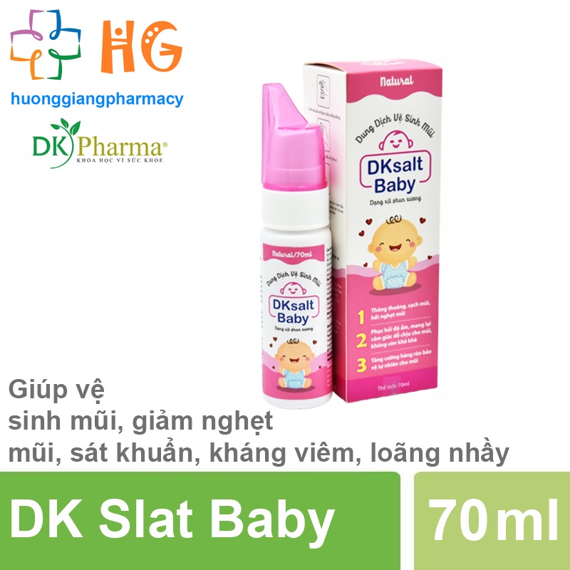 Xịt mũi cho bé Dk Salt Baby Xịt muối biển cho trẻ sơ sinh Giúp vệ sinh mũi hàng ngày giảm nghẹt mũi viêm mũi Lọ 70ml