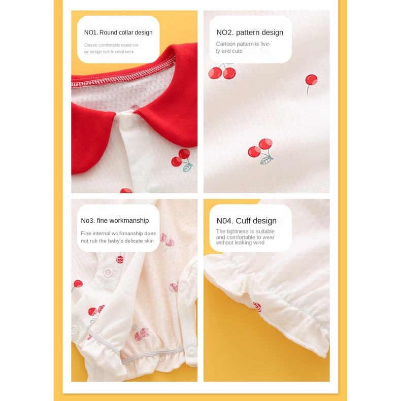 Bộ Áo Liền Quần Tay Ngắn Chất Liệu Cotton In Họa Tiết Hoạt Hình Bò Sữa Đáng Yêu Cho Bé Sơ Sinh