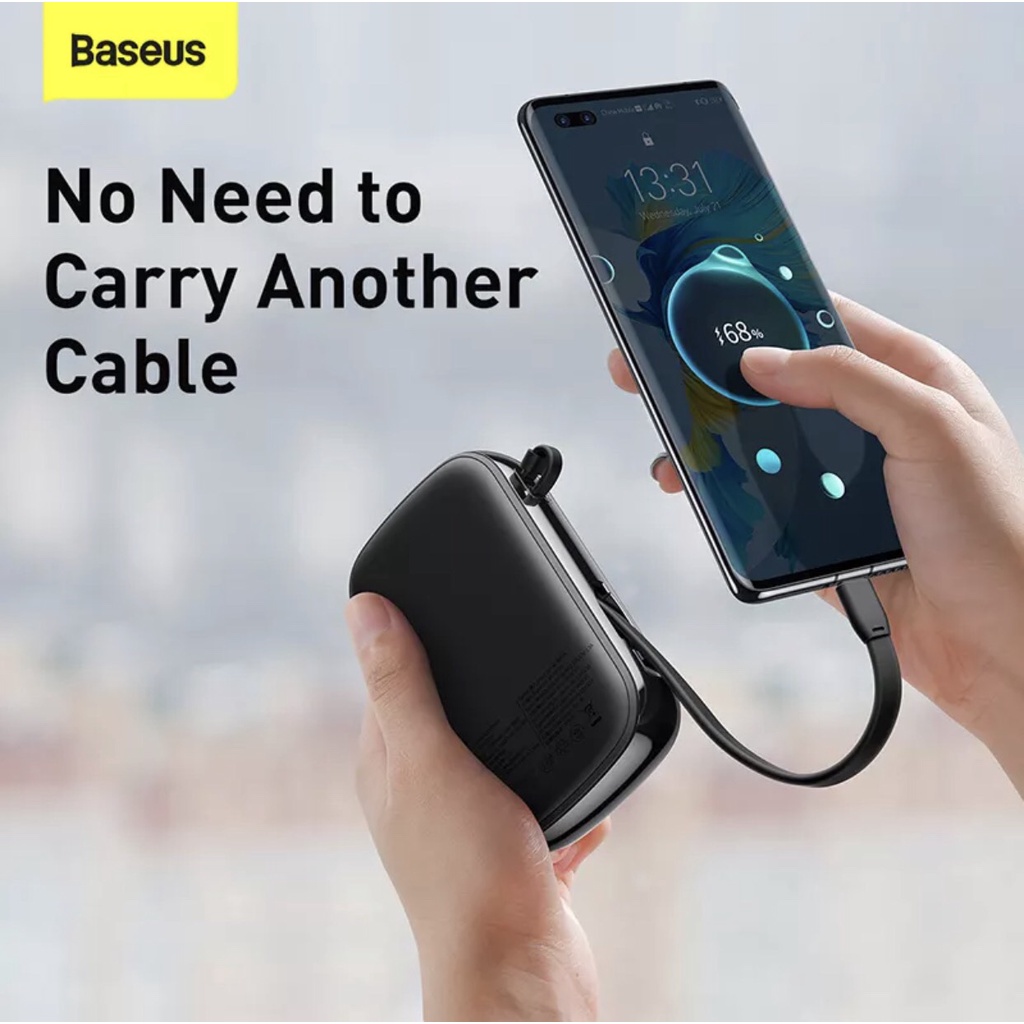 Pin sạc dự phòng Baseus 20000mAh PD tích hợp sẵn cáp cho điện thoại thiết kế dễ dàng mang theo