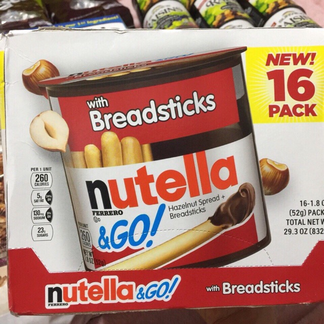 ❤️ Sale Xả Kho [Date 7/2021] Thùng 16 hộp bánh que Mứt kem Socola hạt dẻ/ hạt phỉ Nutella Go Hazelnut Mỹ