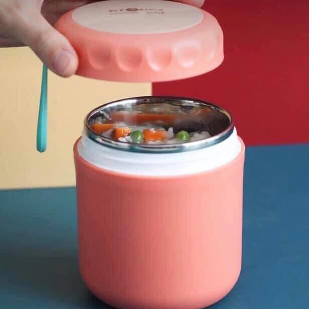 Bình ủ cháo elefance có quai dung tích 500ml chất liệu inox 304 không gỉ an toàn cho sức khỏe