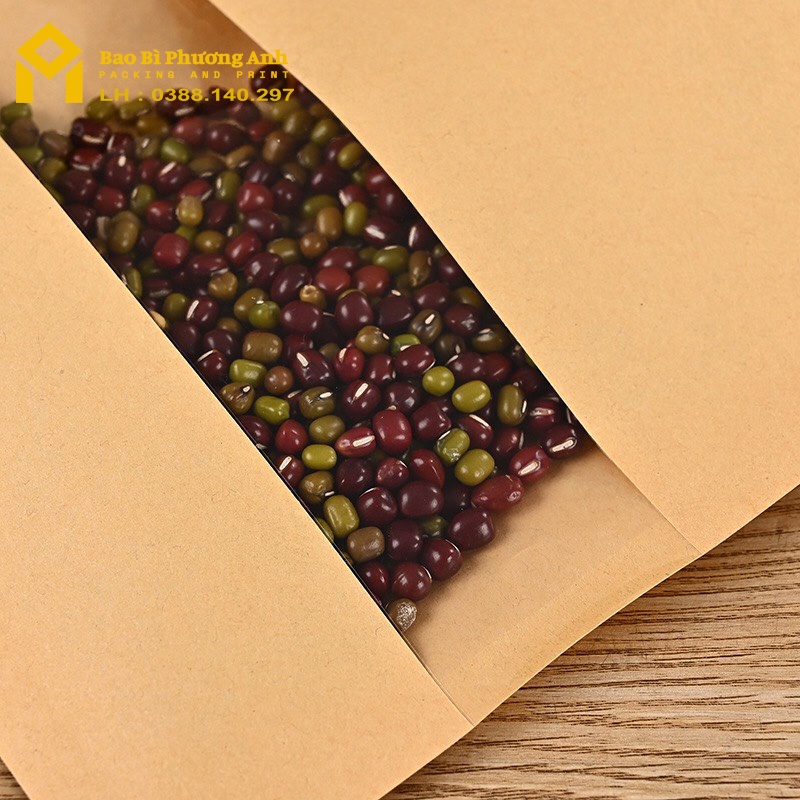1KG Túi Zip Giấy Kraft Nâu, Túi Zip Giấy Đựng Thực Phẩm Full Size_Bao Bì Phương Anh