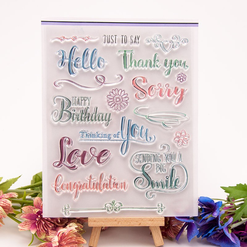 Con Dấu Silicon Trong Suốt Họa Tiết Chữ Thank You Trang Trí Scrapbook
