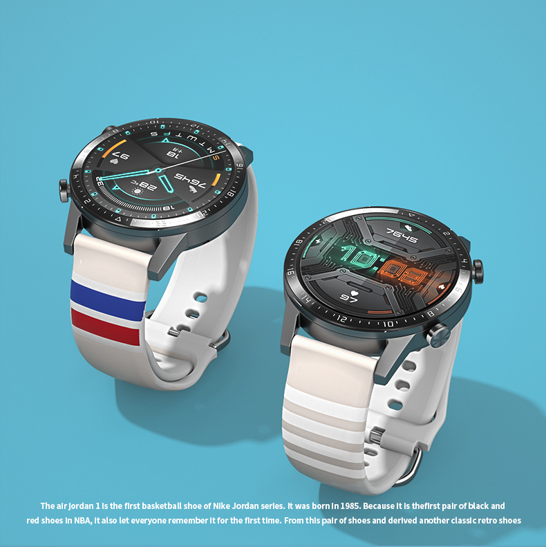 Dây đeo Silicon in họa tiết thời trang thay thế cho đồng hồ HUAWEI AMAZFIT Galaxy 3 41mm 45mm 20mm 22mm