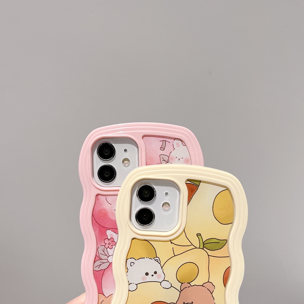 Ốp Điện Thoại Silicon Tpu Mềm Bo Viền Chống Sốc Hình Gấu 2 Trong 1 Cho iPhone 14 13 12 11 Pro Max XS XR 8 7 Plus