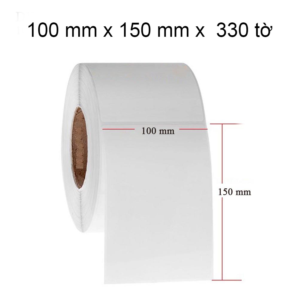 Giấy in nhiệt tự dính siêu dính size 100x150, cuộn 330 tờ in đơn hàng