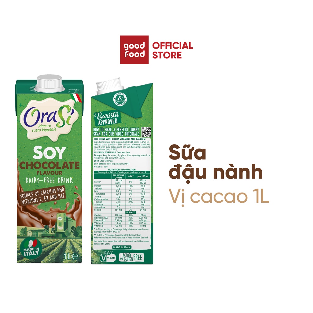 [Mã BMBAU50 giảm 7% đơn 99K] Thực phẩm bổ sung sữa đậu nành ca cao Soy Cocoa Orasi 1L giàu dinh dưỡng tốt cho sức khỏe