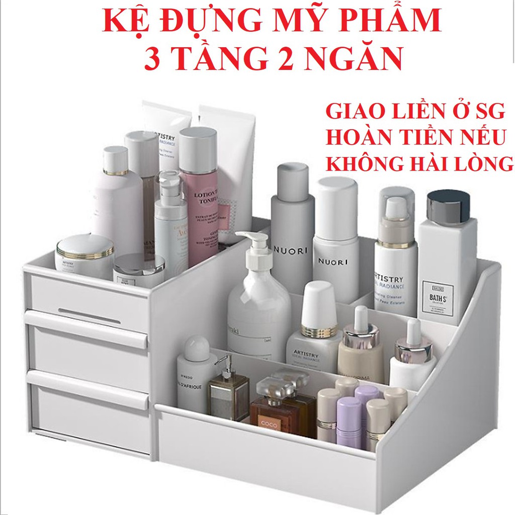 Kệ đựng mỹ phẩm khay đựng mỹ phẩm kệ đựng đồ trang điểm trang sức 2 ngăn 3 tầng hàng chính hãng bảo hành 12 tháng