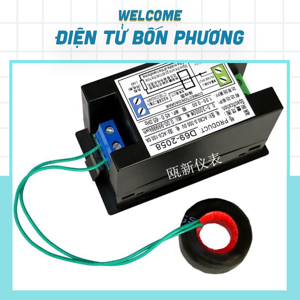 Công Tơ Điện Tử 100A 220V D69-2058 Nhiều Thông Số - AC80-300V ~ 0-100A