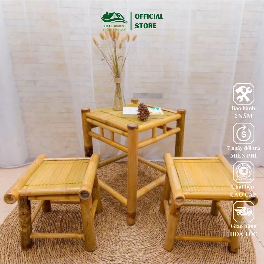 Bàn ghế thư giãn ban công tre cao cấp trang trí sân vườn quán cafe bàn trà uống nước thư giãn đọc sách decor phòng khách