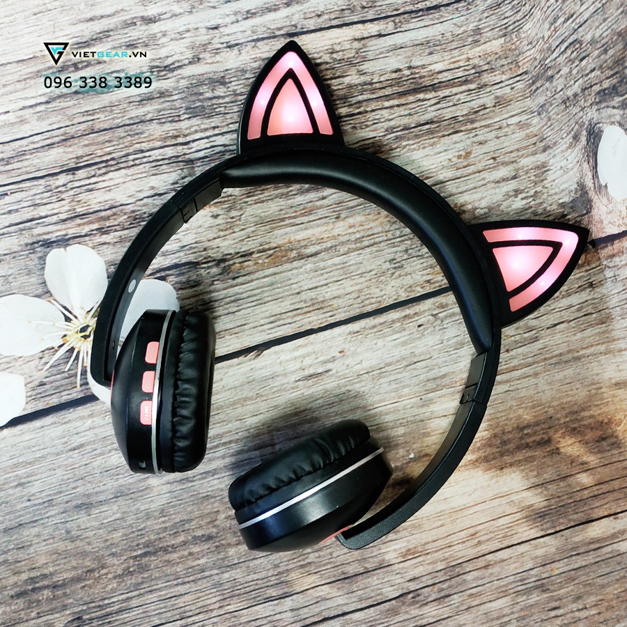 Tai nghe tai mèo bluetooth Kusen KS6123, có đèn led, có micro. | BigBuy360 - bigbuy360.vn