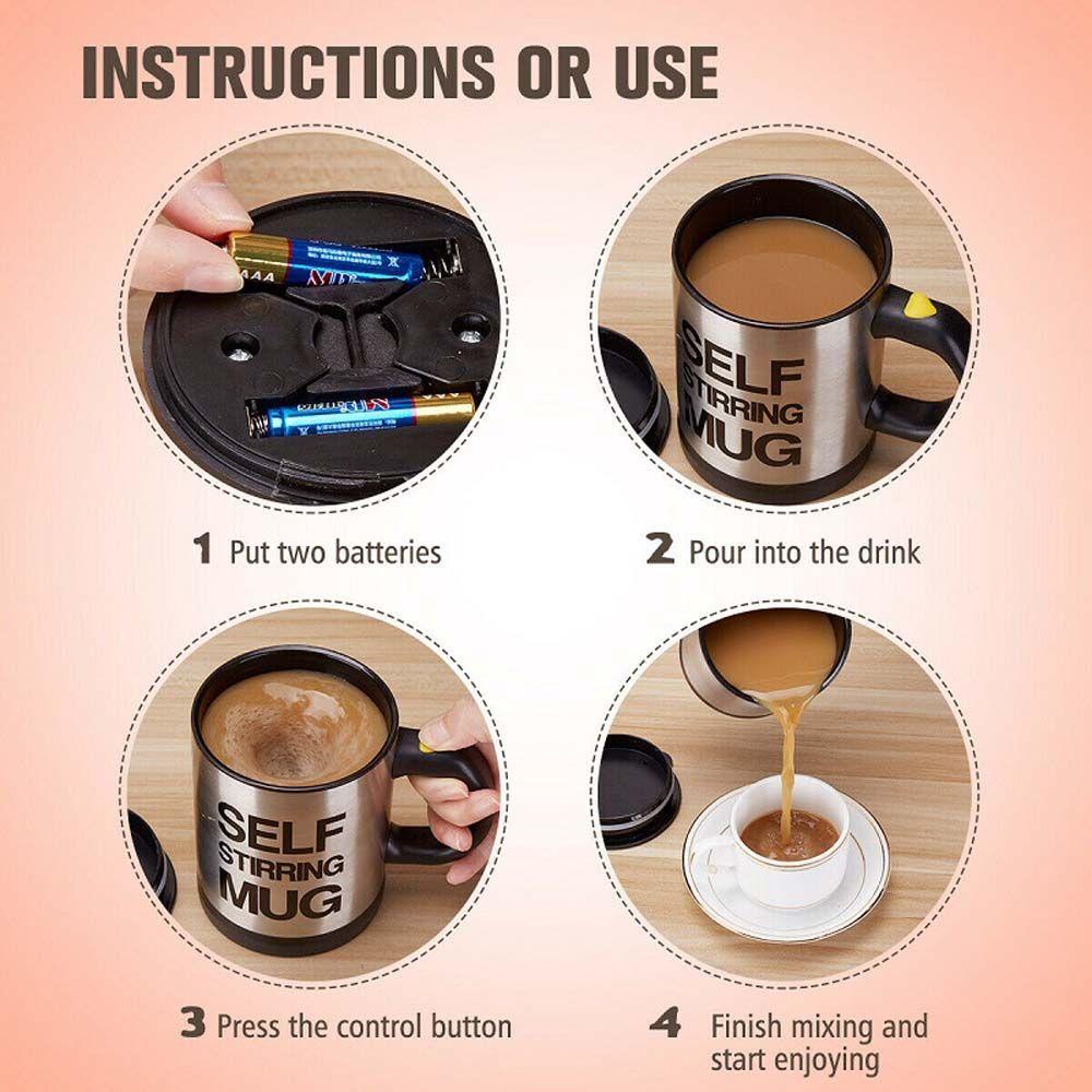 Cốc Tự Khuấy Cà Phê Sữa Bằng Thép Không Gỉ Giữ Nhiệt